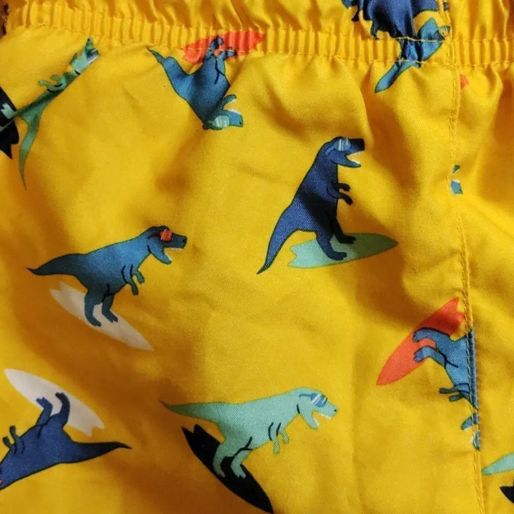 Cat & Jack Swim Shorts 3T Yellow Dinosaur Beach Vacation Summer